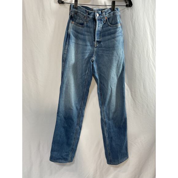 Alex Mill 'The Carla' Blue Cotton High-Rise Straight Denim Jean Size 24 - Picture 2 of 5